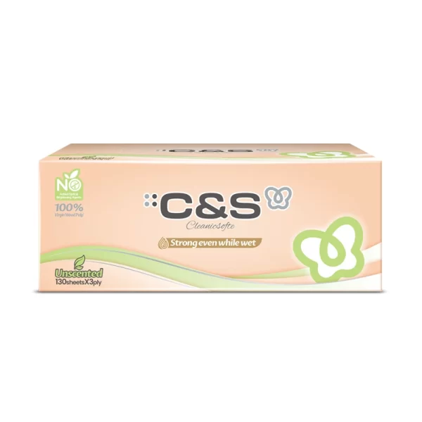 Khăn giấy lau mặt C&S hộp rút 130 tờ * 3 lớp