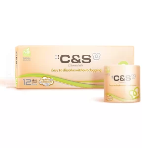 Giấy vệ sinh C&S (hoa văn nổi, có lõi) - 4 lớp*12 cuộn
