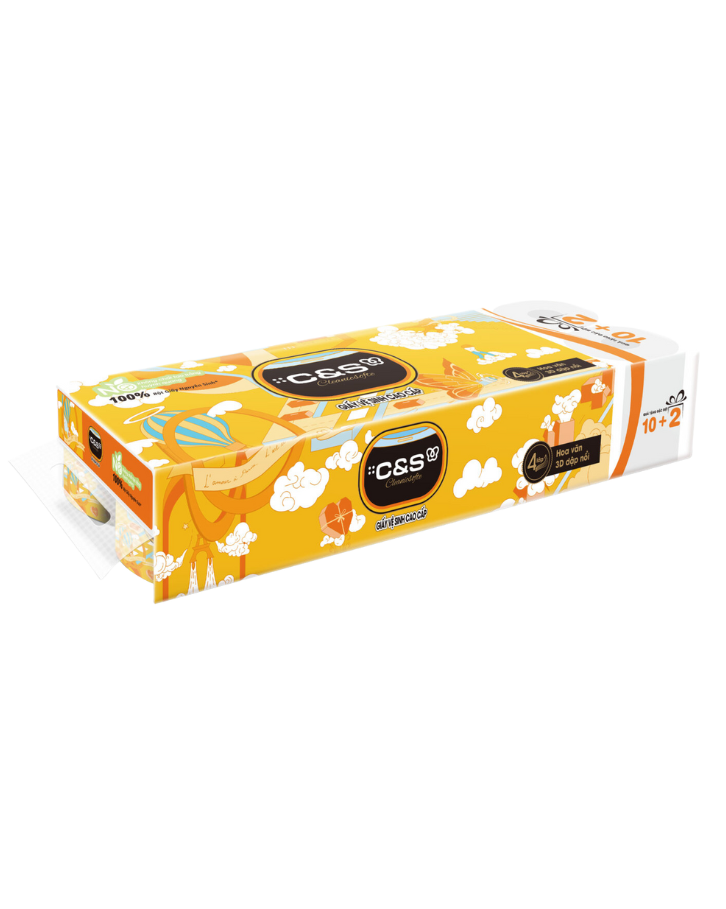 Giấy vệ sinh C&S có lõi (Bịch 12 cuộn - 120g - 4 lớp)
